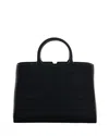 Elisabetta Franchi Medium Tote Bag With Embossed Logo In Black In Black