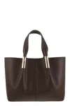 Elisabetta Franchi Medium Tote Bag With Logo Details In Brown