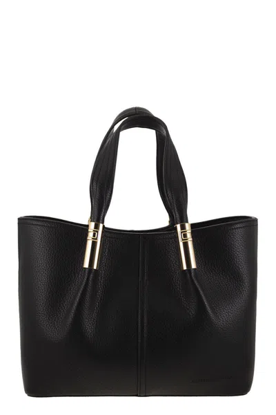 Elisabetta Franchi Medium Tote Bag With Logo Details In Black