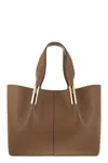 Elisabetta Franchi Medium Tote Bag With Logo Details In Brown