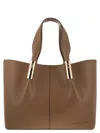 Elisabetta Franchi Medium Tote Bag With Logo Details In Brown