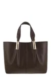 Elisabetta Franchi Medium Tote Bag With Logo Details In Brown