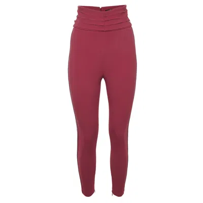 Pre-owned Elisabetta Franchi Melograno Crepe High Waist Trousers M In Pink