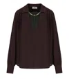 Elisabetta Franchi Logo Metal Detail Collar Shirt In Brown