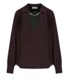 Elisabetta Franchi Logo Metal Detail Collar Shirt In Brown