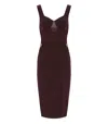 Elisabetta Franchi Fitted Midi Dress With Sweetheart Neckline In Burgundy