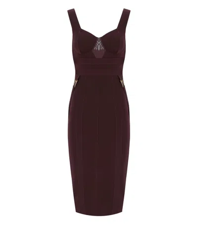 ELISABETTA FRANCHI MERLOT BUSTIER SHEATH DRESS