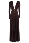 Elisabetta Franchi Merlot Lurex Jersey Midi Dress In Brown