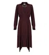 Elisabetta Franchi Bordeaux Midi Dress With Deep V-neck In Brown