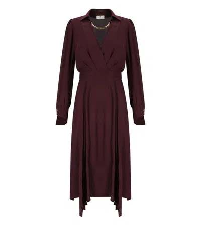 ELISABETTA FRANCHI ELISABETTA FRANCHI MERLOT MIDI DRESS