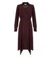 Elisabetta Franchi Bordeaux Midi Dress With Deep V-neck In Red