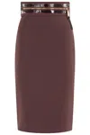 Elisabetta Franchi Merlot Midi Skirt With Front Zip In Purple