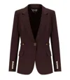 Elisabetta Franchi Burgundy Tailored Blazer With Gold Buttons And Peak Lapels In Brown