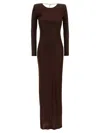 Elisabetta Franchi Draped Chain Detail Dress With Back Slit In Black