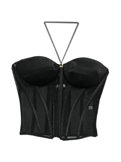 Elisabetta Franchi Mesh Corset Top In Black