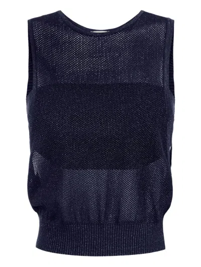 Elisabetta Franchi Mesh-knit Top In Blue