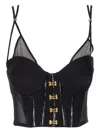 Elisabetta Franchi Sheer Corset Top Spaghetti Straps In Black