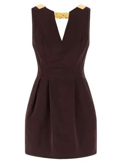 Elisabetta Franchi Metal Plaque Dress Dresses Brown