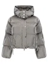Elisabetta Franchi Silver Metallic Cropped Down Jacket In Silver