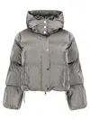 Elisabetta Franchi Silver Metallic Cropped Down Jacket