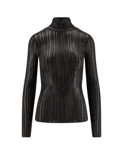 ELISABETTA FRANCHI METALLIC FABRIC TURTLENECK SWEATER