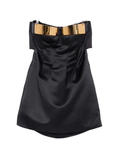 Elisabetta Franchi Metallic Strapless Dress In Black