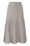 Elisabetta Franchi Metallic Ribbed Viscose Midi Skirt