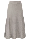 Elisabetta Franchi Metallic Ribbed Viscose Midi Skirt In Grey