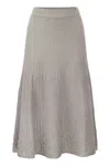Elisabetta Franchi Metallic Ribbed Viscose Midi Skirt In Grey