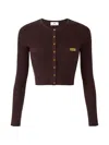 Elisabetta Franchi Micro-braided Buttoned Cardigan In Brown