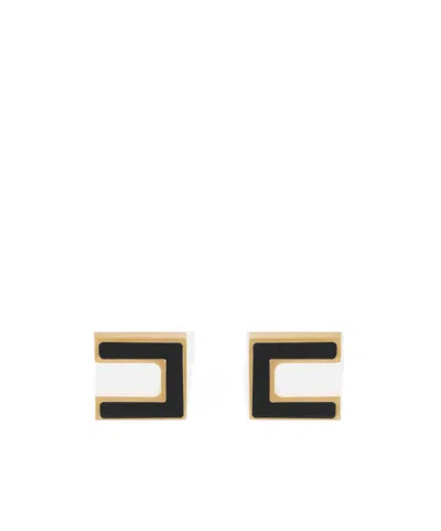Elisabetta Franchi Micro Enamelled Earrings In Black