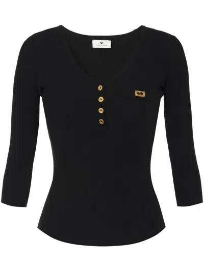 Elisabetta Franchi Geripptes Oberteil In Schwarz