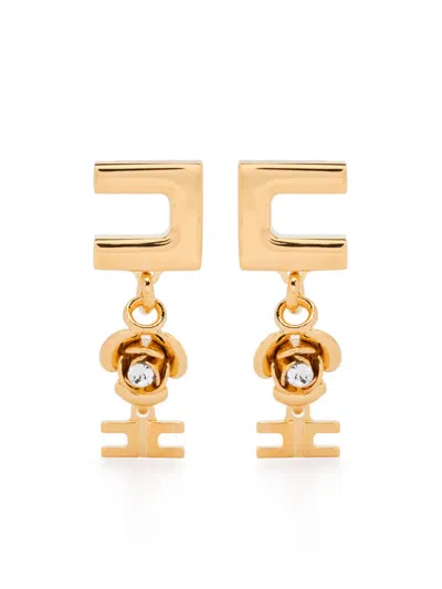 Elisabetta Franchi Micro Rose-charm Earrings In Gold