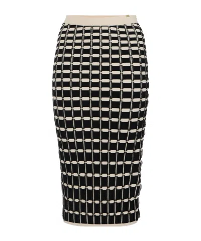 Elisabetta Franchi Micro-ruffles Midi Skirt In Black