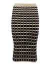 Elisabetta Franchi Micro-ruffles Midi Skirt In Black/neutrals
