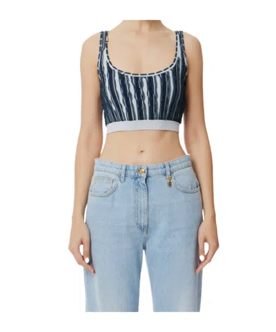 Elisabetta Franchi Micropleated Vest In Blue