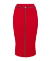 Elisabetta Franchi Textured Herringbone Midi Skirt With Chain Detail In Red