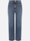 Elisabetta Franchi Cropped Mid-rise Jeans With Patch And Flap Pockets In Blue