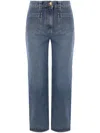 Elisabetta Franchi Cropped Mid-rise Jeans With Patch And Flap Pockets In Blue Vintage