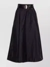 Elisabetta Franchi Midi A-line Skirt High-shine Belt In Black