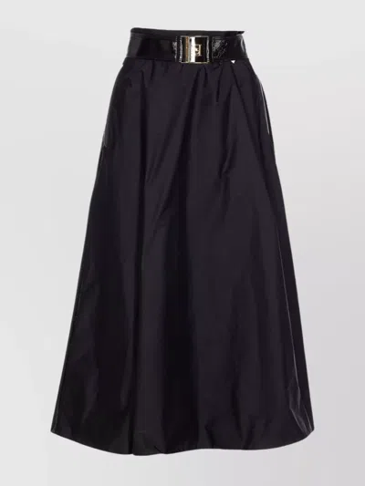 ELISABETTA FRANCHI MIDI A-LINE SKIRT HIGH-SHINE BELT