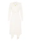Elisabetta Franchi Abito In Georgette Con Foulard Gioiello Bianco