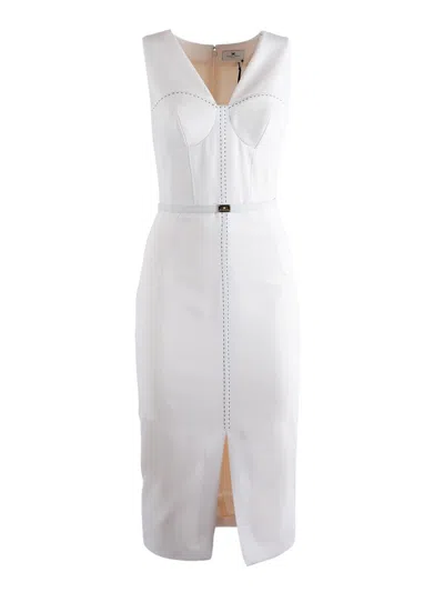 Elisabetta Franchi Midi Dress In White