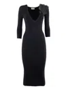 Elisabetta Franchi Flower-detailing Midi Dress In Black