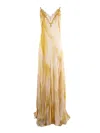 Elisabetta Franchi Maxi Dress With Delicate Lace Detailing In Brown