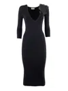 Elisabetta Franchi Flower-detailing Midi Dress In Black