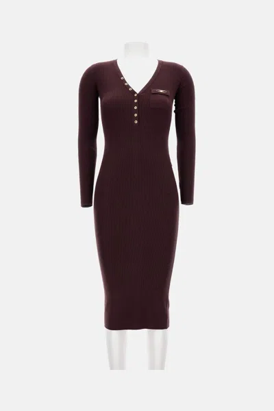 Elisabetta Franchi Midi Dress In Brown