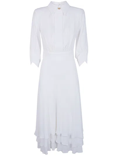 Elisabetta Franchi Midi Dress In White