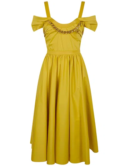 Elisabetta Franchi Midi Dress In Yellow
