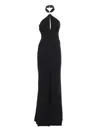 Elisabetta Franchi Knotted Back Halter Neckline Floor-length Dress In Black